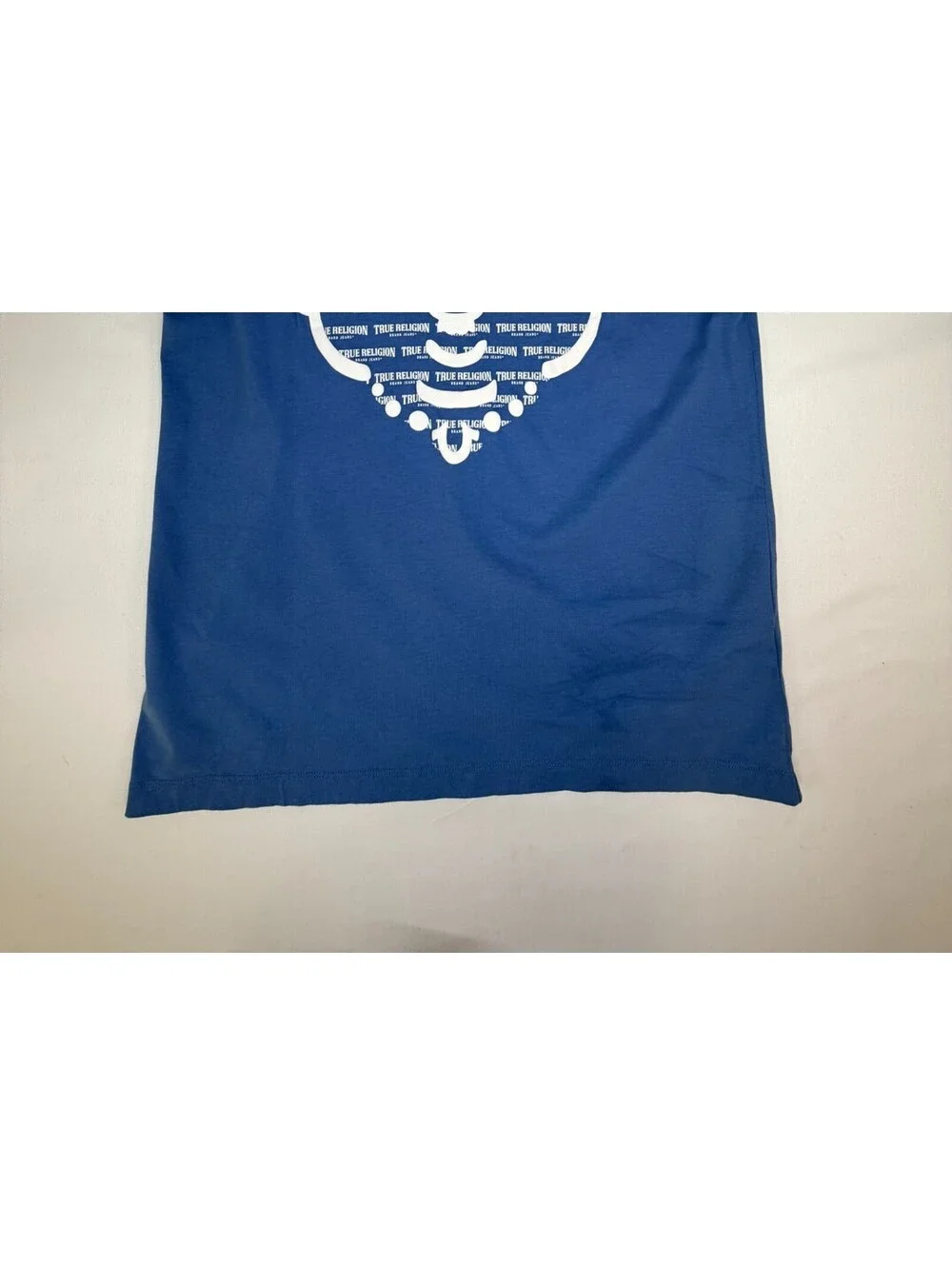 True Religion Men's T Shirt Short Sleeve Buddha Graphic Print Size L Blue